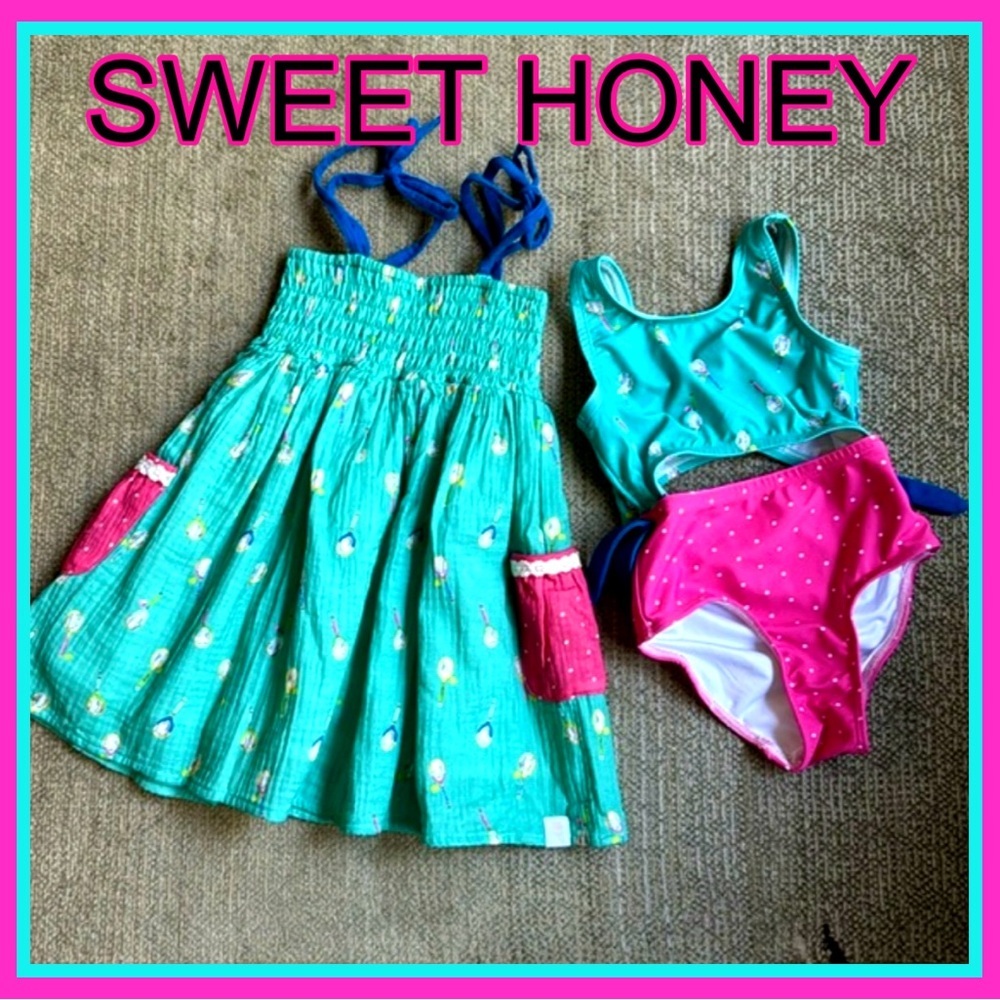SweetHoney Kids Matching Set - Green and Pink